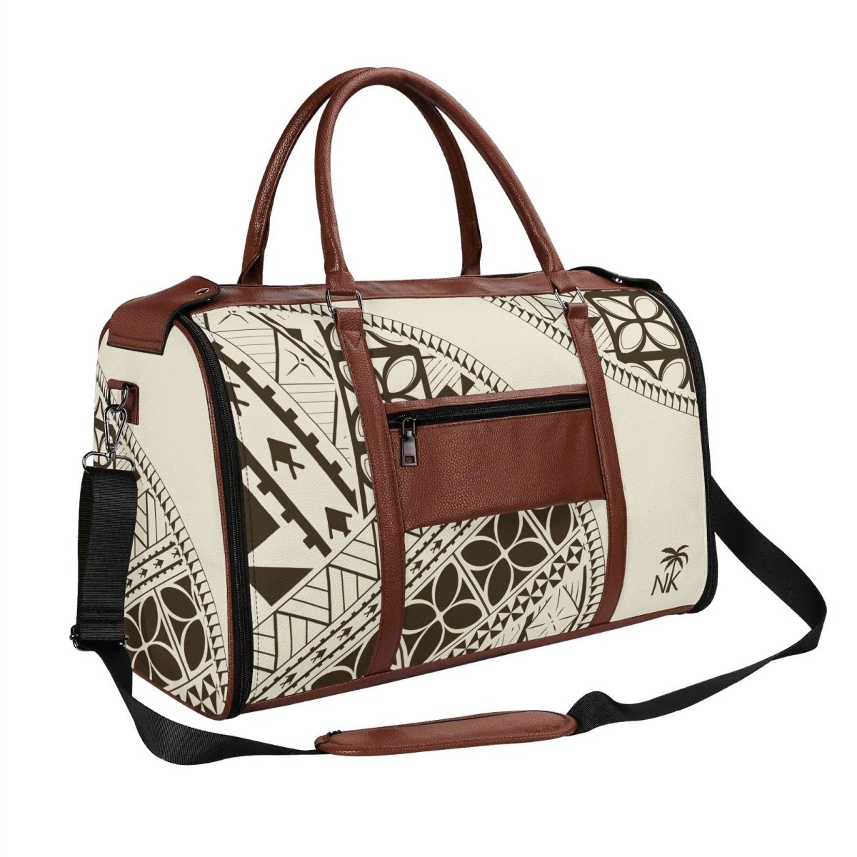 ALOFA PU Leather Travel Bag – Black & Floral - Nesian Kulture