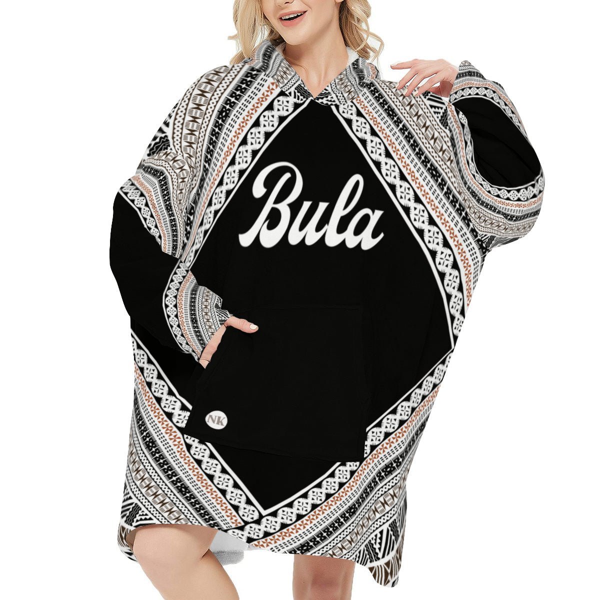 Bula Black Snug Hoodie Blanket - Nesian Kulture