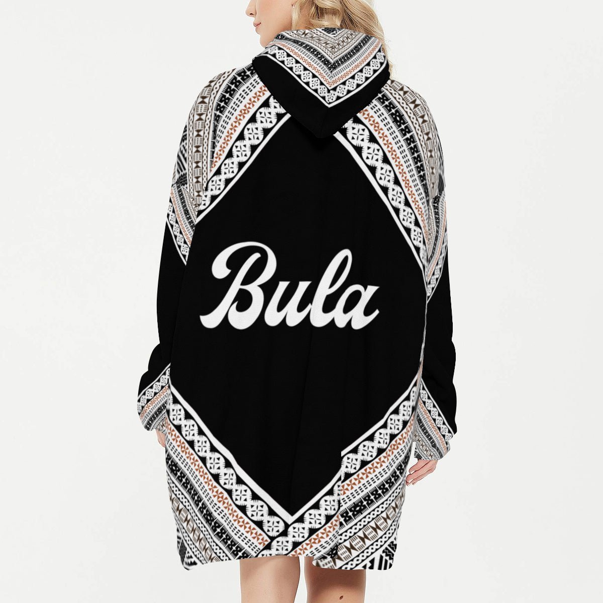 Bula Black Snug Hoodie Blanket - Nesian Kulture