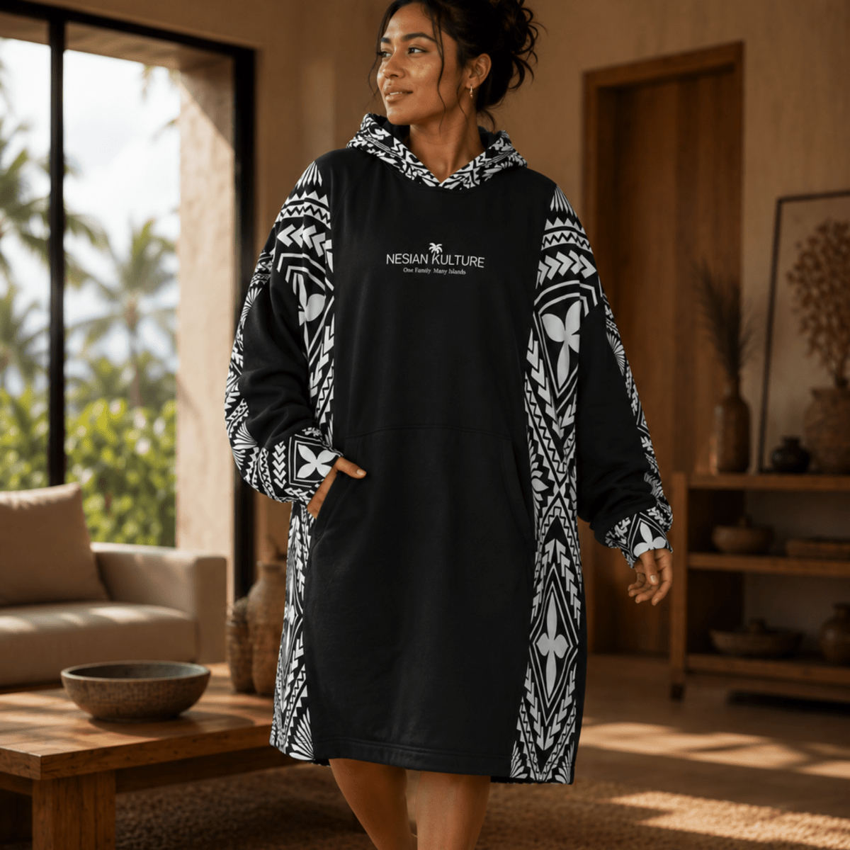 Litia Oversized Snug Hoodie | Charcoal - Nesian Kulture