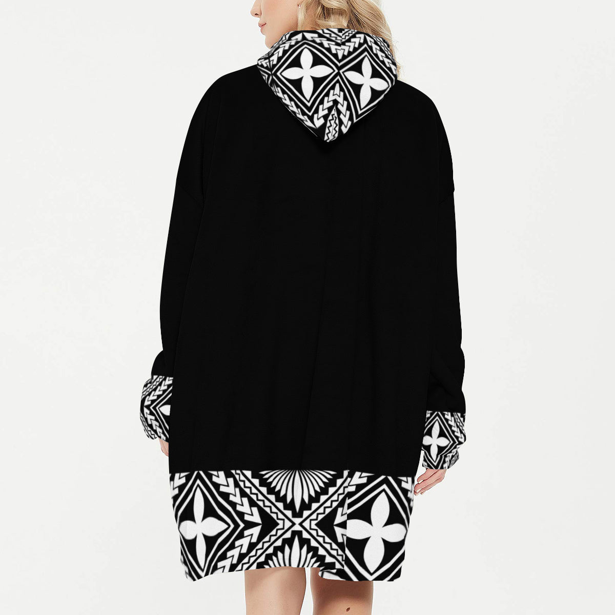 Tonga Snug Blanket Hoodie - Black - Nesian Kulture