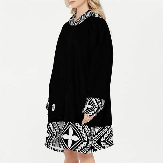 Tonga Snug Blanket Hoodie - Black - Nesian Kulture