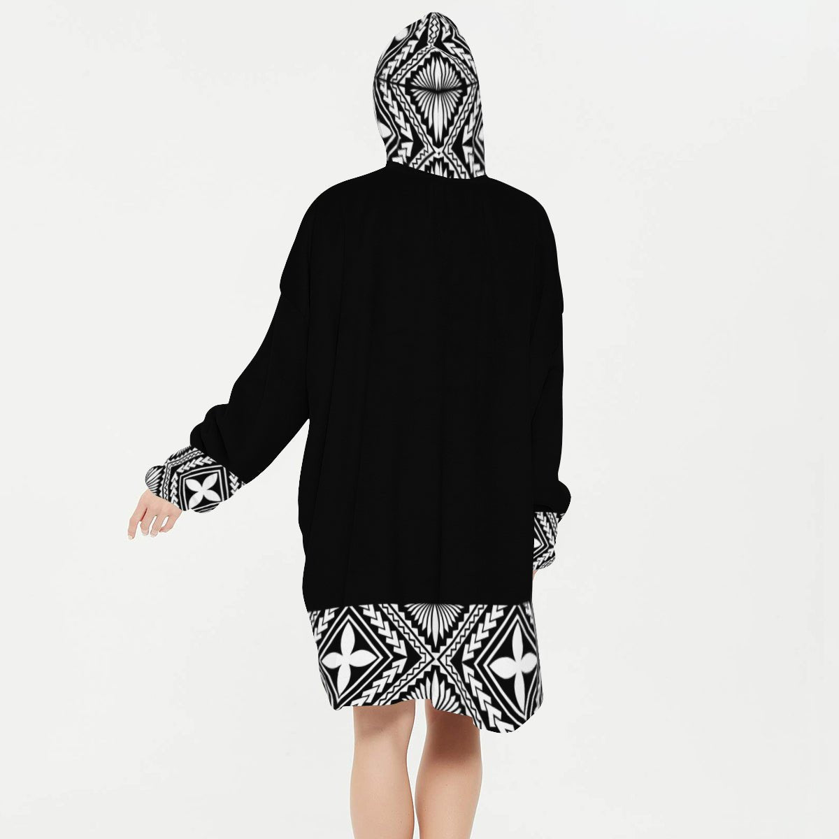 Tonga Snug Blanket Hoodie - Black - Nesian Kulture