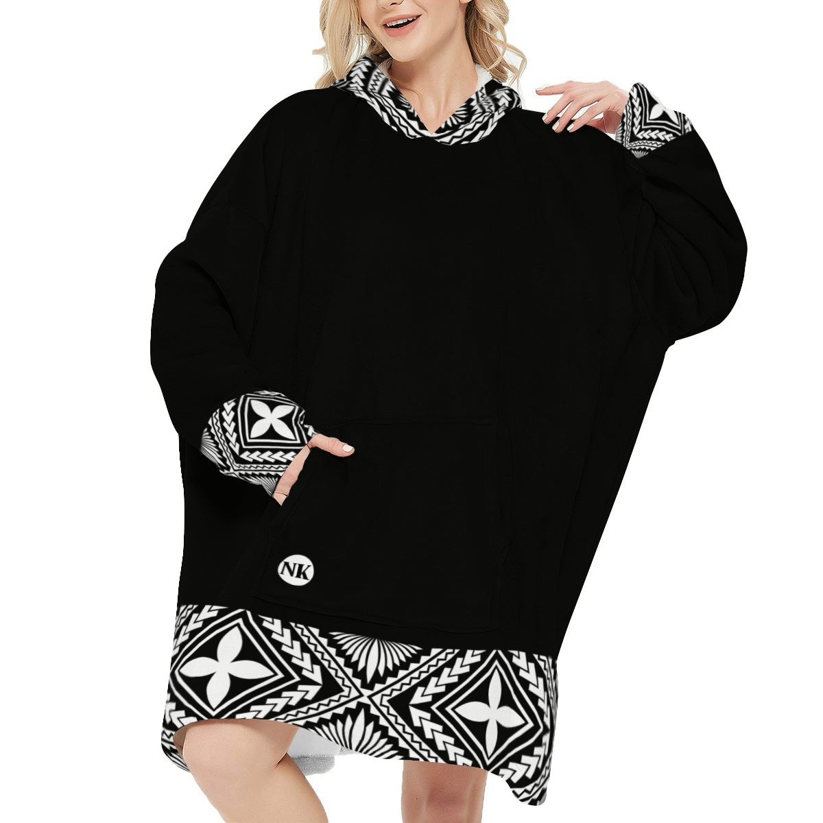 Tonga Snug Blanket Hoodie - Black - Nesian Kulture